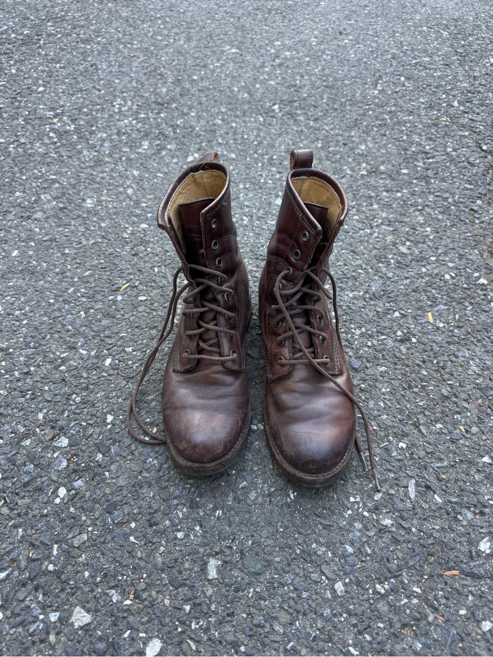 Frye Veronica Combat Boots Brown Leather Heritage Moto Lace Women’s 7.5B Mexico